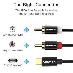 Vention USB C to 2 RCA Audio Cable 1.6FT, USB Type