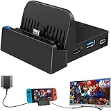 TV Docking Station for Nintendo Switch/Nintendo Switch OLED Model 2021, WEGWANG Portable Mini TV Dock Station with USB 3.0 Po