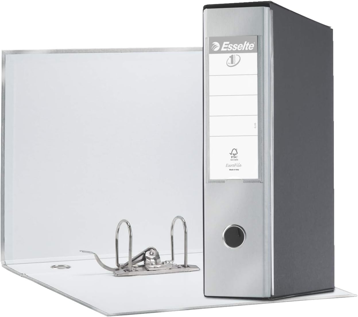 Esselte - RACCOGLITORE EUROFILE with Lever Mechanism Plastic Coated Cardboard,Grey,8 cm - Image 4