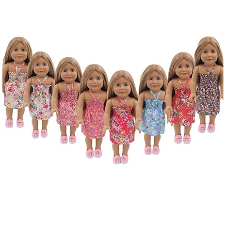 EDTara 10Pcs 18 Inch Girl Doll Clothes Multi-Style Doll Skirt Dress Random Style