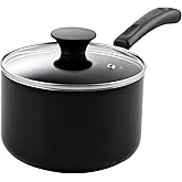 Cook N Home Nonstick Sauce Pan with Glass Lid 3-Qt, Multi-purpose Pot Saucepan Kitchenware, Black, Aluminum