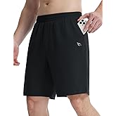 baleaf Men's Athletic Running Shorts 9" Quick Dry Workout Gym Shorts Lightweight Mesh 2 in 1 Shorts with Zipper Pockets