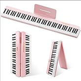88 Key Piano Keyboard, Magnetic Suction Electric Digital Piano with Semi-Weighted Keys, Sustain Pedal, Power Supply, Gig Bags (Pink)