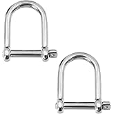 Laorde Marine Grade 316 Stainless Steel Wide D Shackle, 1/2", 3/8", 5/16", 1/4", Clevis Anchor Shackle for Boat, Sailboat, Chain, Rigging Clasp