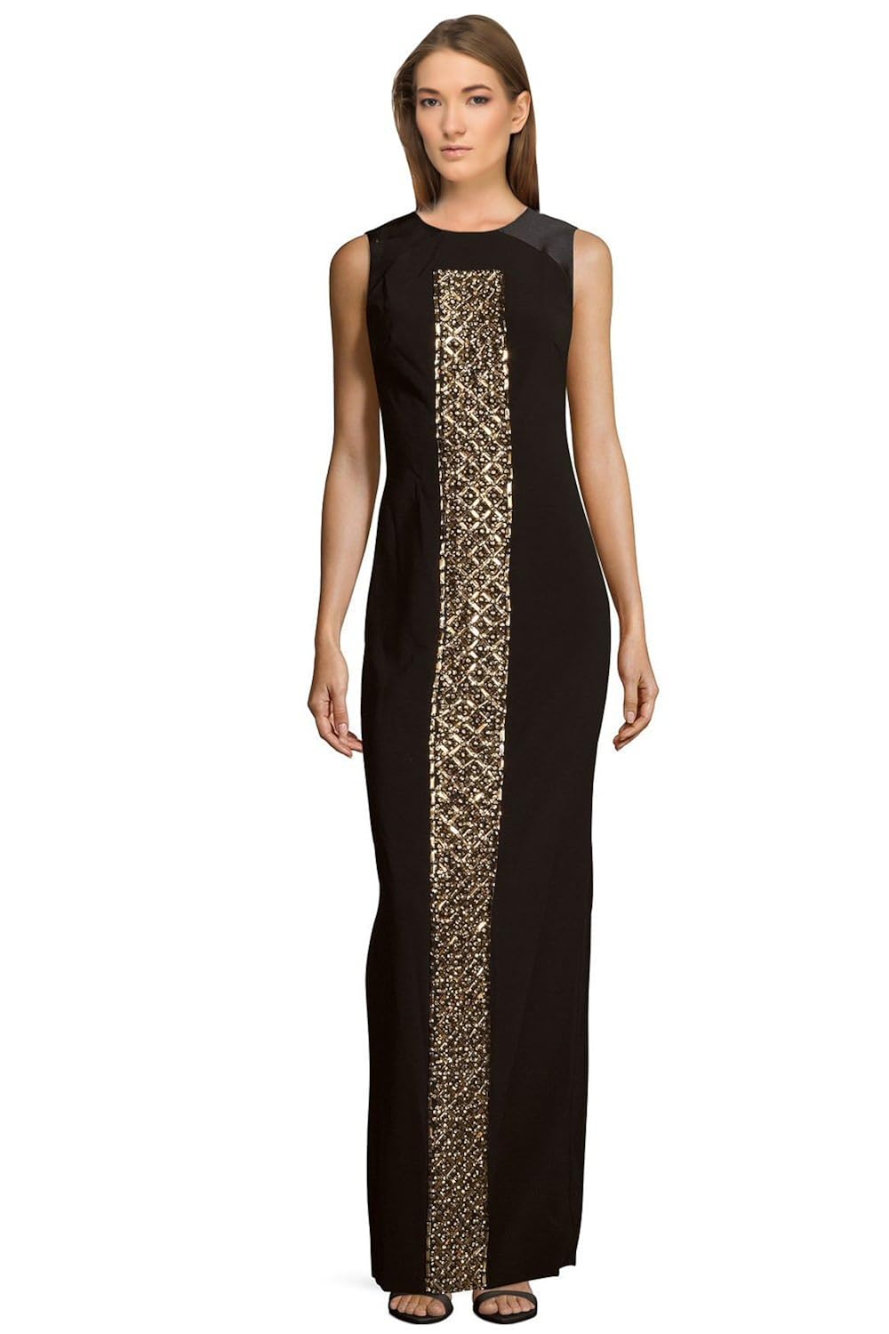 Buy THEIA Embellished Sleeveless Column Evening Gown Dress Black/Gold ... Buy THEIA Embellished Sleeveless Column Evening Gown Dress Black/Gold ...