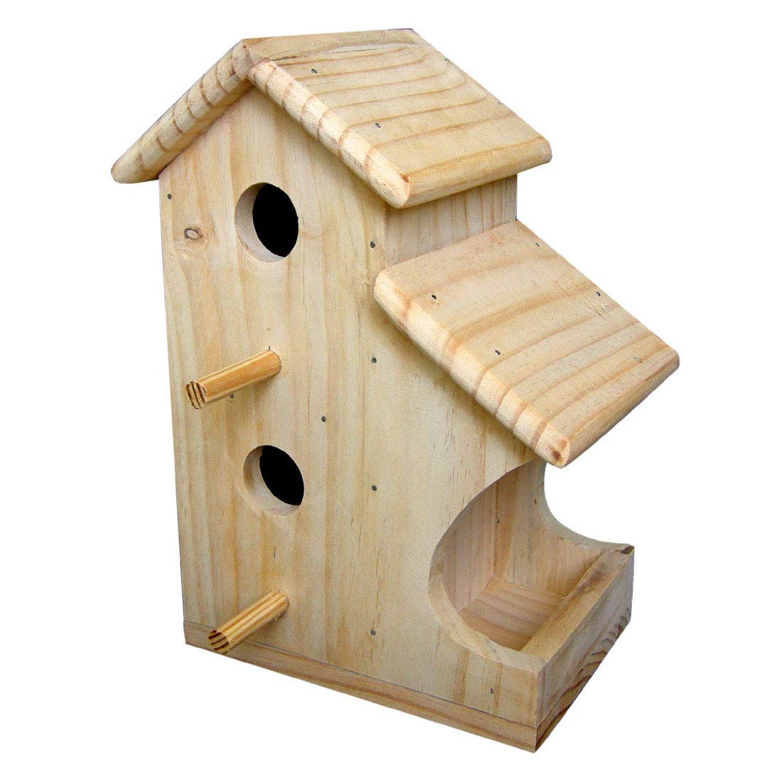 Birdhousebuilder Wooden House Sparrow Twin Bird House With Bird