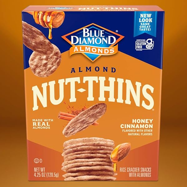 BLUE DIAMOND ALMONDS NUT THINS HONEY CINNAMON GLUTEN FREE CRACKER CRISPS, 4.25 OZ BOXES (PACK OF 12)