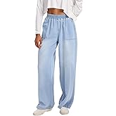 DEICAEVO Wide Leg Baggy Jeans, Elastic Waist Jeans for Women Trendy Loose Pants