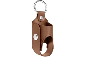GEDOX Inhaler Storage Case - Inhaler Keychain Holder | Inhaler Spacer Holder Case with Metal Buckle | Lightweight Protective PU Leather Inhaler Case for Travel, Daily Use, School, Hiking, Brown