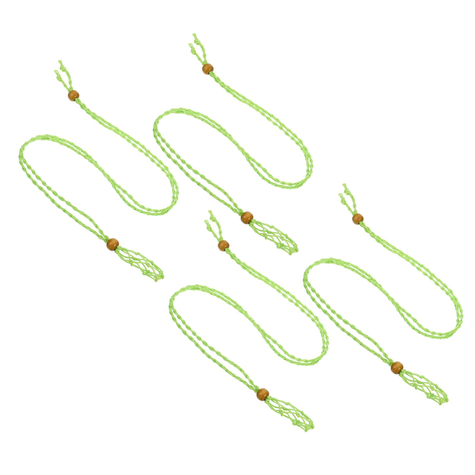 PATIKIL Empty Stone Necklace Holder, 4 Pcs Crystal Stone Holder Cage, Crystal Stone Necklace Cord with Adjustable Length for DIY Bracelet Necklace Jewelry, Green