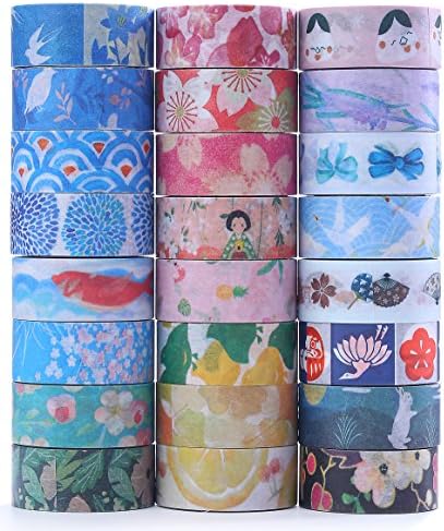 Decorative Washi Masking Tape Set of 24 Rolls, Festival Series Collection for Handcraft, Gift Wrapping, Planner and Bullet Journal