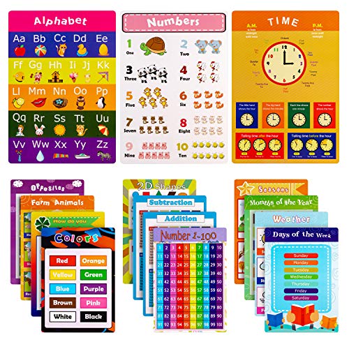 15 Pieces Educational Posters for Kids Preschool Learning with Glue ...