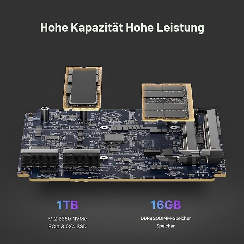 P4 Ultra Windows 11 Pro Business Mini-PC AMD Ryzen 7 7730U, 8 Kerne, 16 Threads, bis zu 4,5 GHz, 16 GB DDR4 RAM, 1 TB SSD, 4K@60Hz Triple Display, HDMI, Type-C, USB3.2, LAN, Wi-Fi 6E, BT5.2