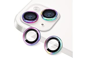 Hsefo Compatible with iPhone 13/13 Mini Camera Lens Protector, Anti-Scratch 9H Tempered Glass Metal Camera Screen Protector Shockproof Cover Film Ring -2 Pcs Colorful