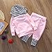 Newborn Baby Girls Hoodie Long Sleeve Striped Top Sweatshirt Pants Outfit Set (0-6months, Pink)