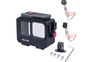 MechRig Aluminum Waterproof Case for GoPro HERO13 Black HERO12 HERO11 HERO10 HERO9 Action Camera 80M Deep Waterproof Horizontal and Vertical Shooting Switch (Standard-63071)