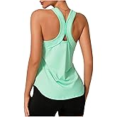 OYOANGLE Women's Racerback Workout Tank Top Breathable Sleeveless Workout Running Athletic Shirts