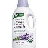 Organic Eco Friendly,Laundry Detergent Liquid, USDA Certified Plant-Based & Non-Toxic, 4X Concentrated HE Formula, Hypoallergenic for Sensitive Skin, 64 Loads, Lavender Scent