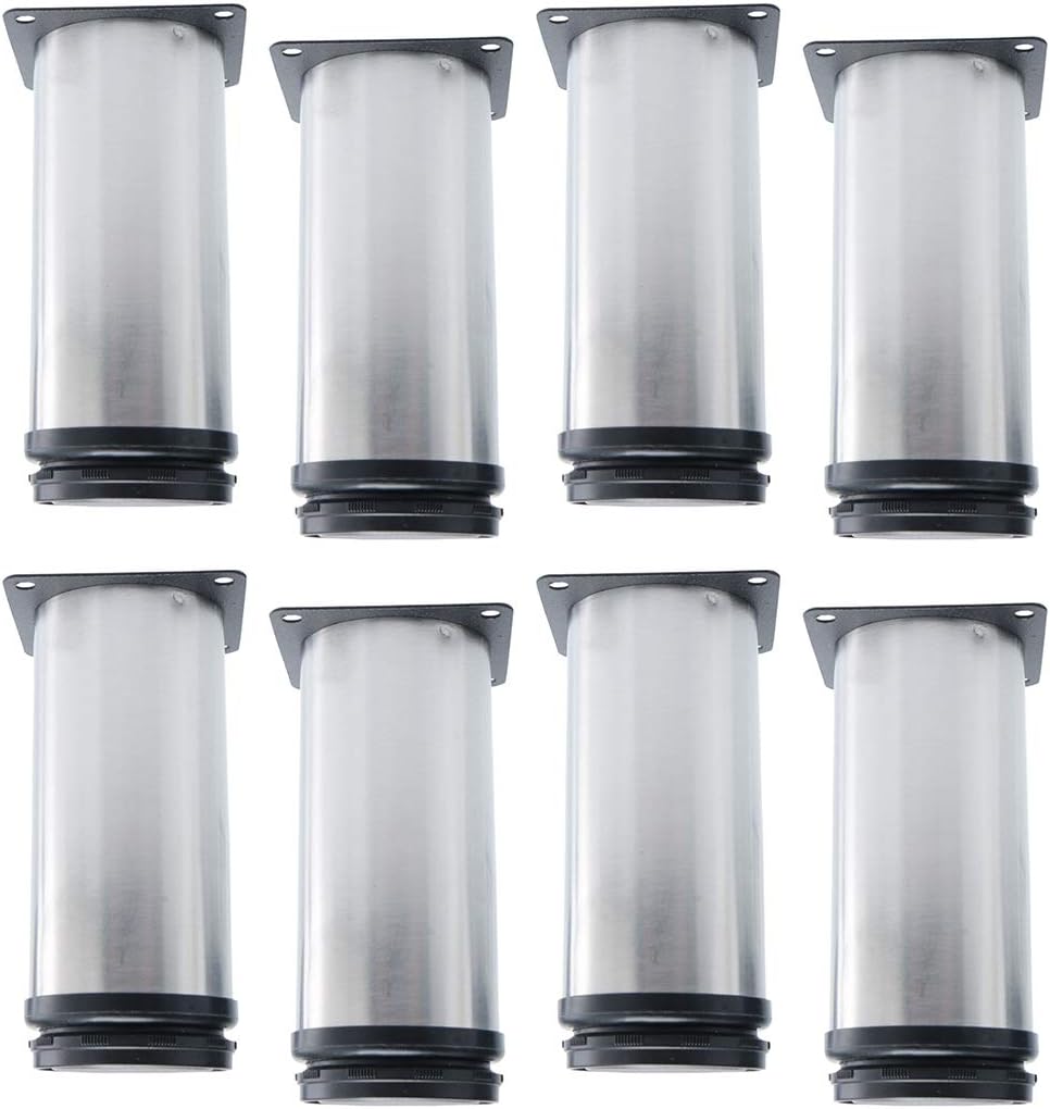 uxcell 5 Inch Furniture Legs Stainless Steel Sofa Cabinets Wardrobe Worktop Shelves Feet Replacement Height Adjustable Set of 8