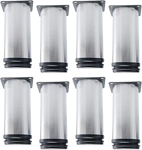 uxcell 5 Inch Furniture Legs Stainless Steel Sofa Cabinets Wardrobe Worktop Shelves Feet Replacement Height Adjustable Set of 8
