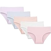 Donella Girls' Soft Cotton Underwear - Kids Bikini Brief Ribbed Panties for Girls and Toddlers 5-Pack