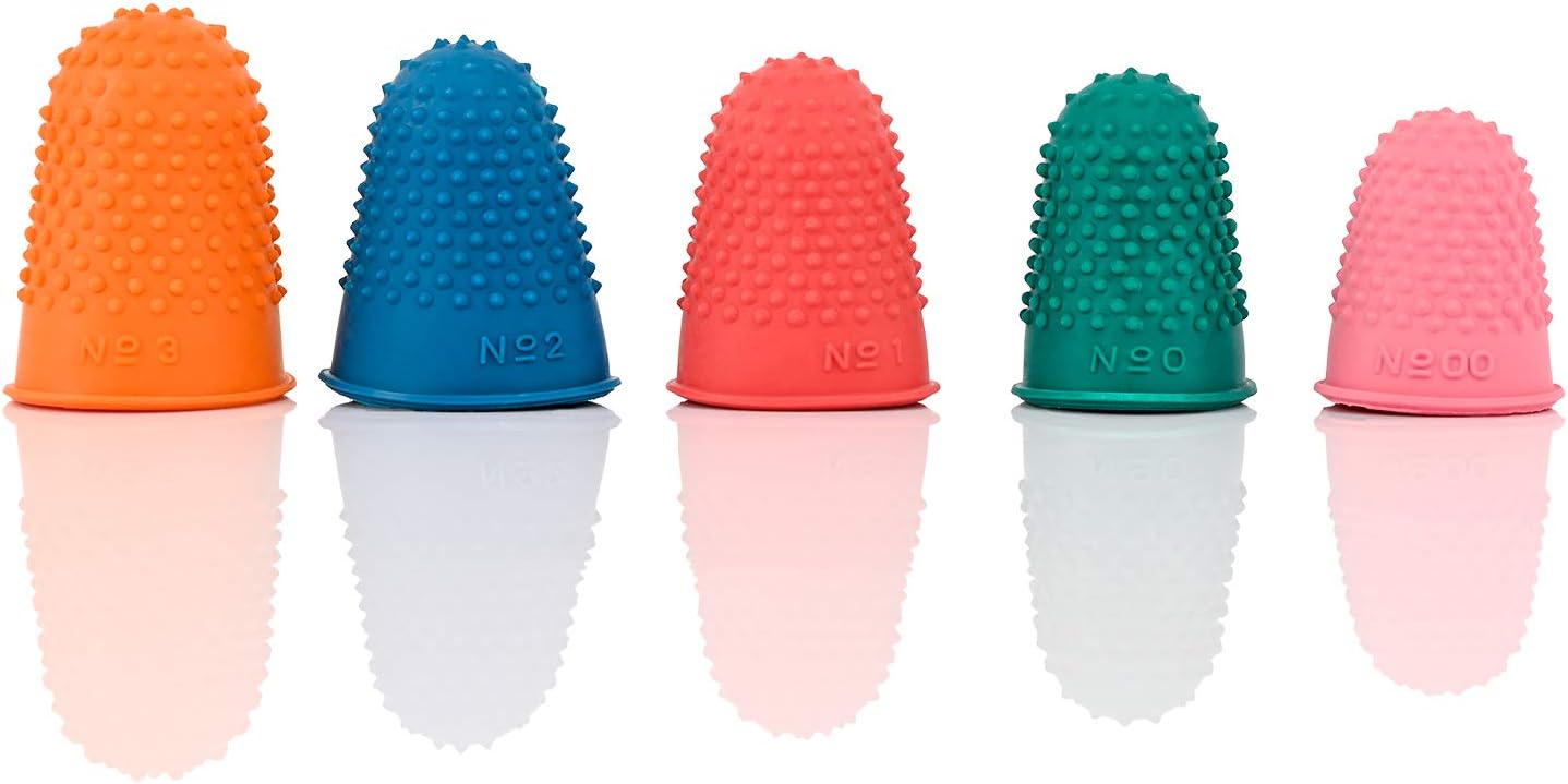 Berolle 5 Sizes Rubber Finger Tips 5 Colors Rubber Finger Thimbles Rubber Finger Pads for Money