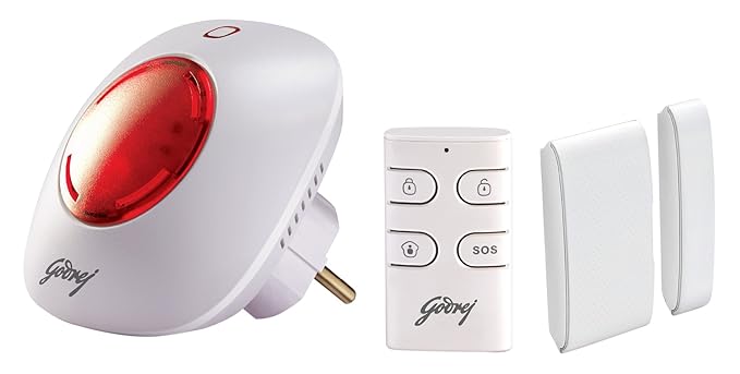 Godrej Eagle-I Smart Plug and Play Alarm System (White and Red) (Free Installation)