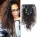 Sassina Remi Brazilian Human Hair Extensions Kinky Curly Clip In Double Wefts Thick Hair For Full Head Black Women 1B Off Black Fading into Light Chocolate Brown 120 Grams KC 1BT4# 14 Inch