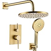 AONEON Bathroom Shower Trim Kit with 10'' High Pressure Rain Shower Head, 3-Function Handheld Spray and Valve Included, Wall 