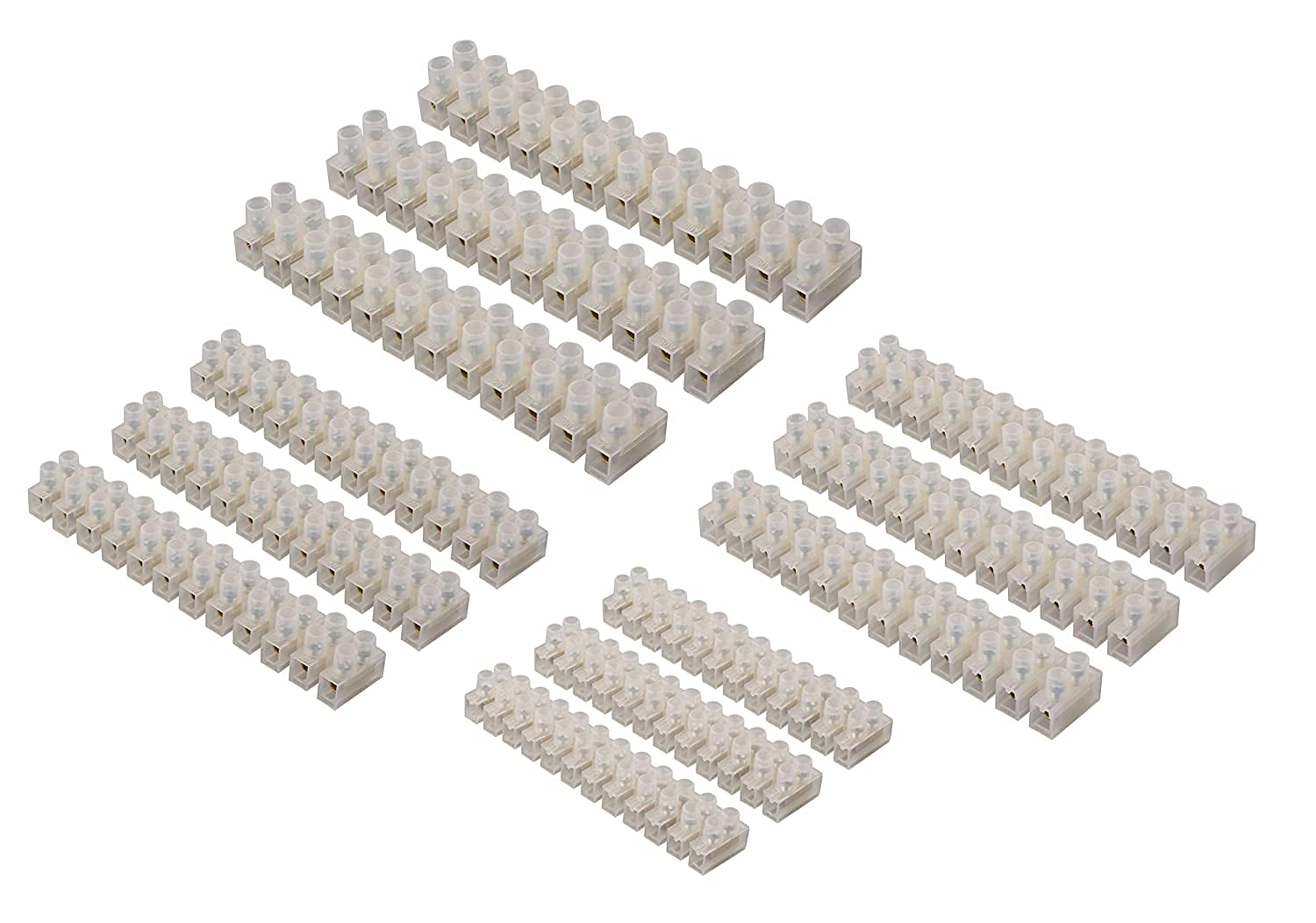 GTSE 12 Pack of Electrical Connector Blocks, 3A, 5A, 10A, 15A, 12 Way White Terminal Block Electrical Connector Strips