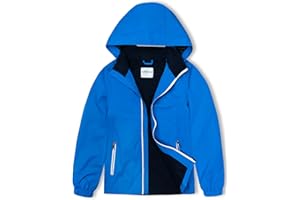 PAMLULU Boys Girls Kids Softshell Jacket With Hood Lightweight Waterproof Warm Raincoats Fleece Lined Windbreakers for Kids