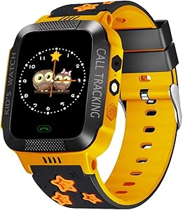 cjc Kids Bluetooth Smart Watch Phone with GPS Tracker & SOS, Boys Girls Waterproof Watch with Camera, Voice and Wi-Fi Calling, Messaging, Pedometer, Outdoor Sports Fitness Smart Wrist (Orange)
