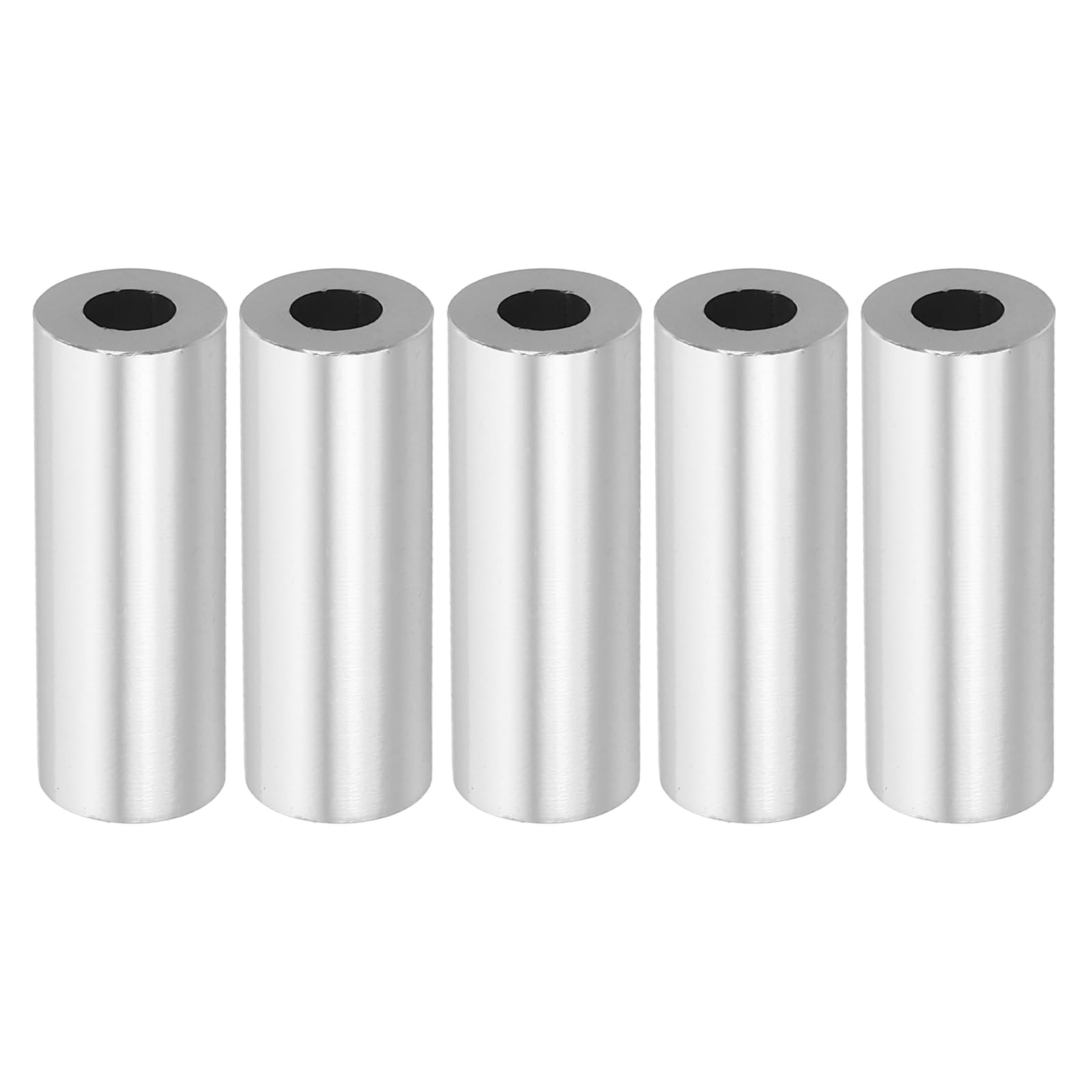 PATIKIL M6 Aluminum Spacers, 5 Pcs Metal Spacer Aluminum M6 X1/2"OD X1-1/4"L Aluminum Spacer Screw Standoff Round for 1/4" or M6 Screw Bolts, Silvery