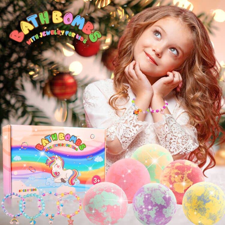 Unicorn Bath Bombs with Surprise Inside for Kids Girls, Kids Bath Bombs