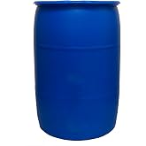 Bushman 55 Gallon Plastic Drum, Stackable Industrial Storage Barrel, Blue | Heavy Duty HDPE Bin Container with Leakproof Lid for Emergency Water Supply, Chemicals, or Oil Waste