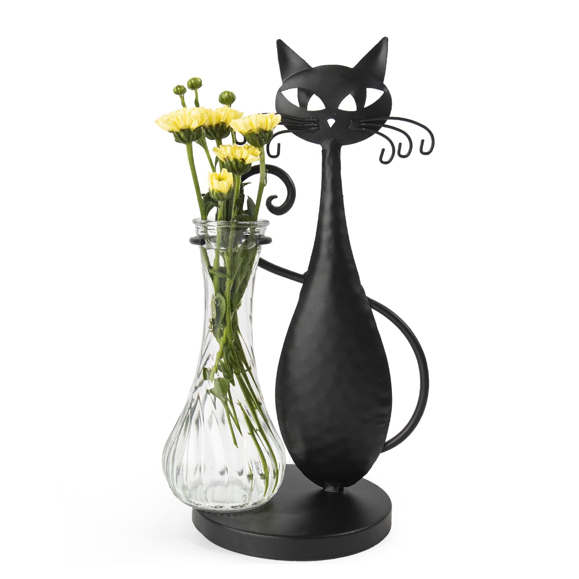 Photo 1 of OFILLES Cat Planters for Indoor Plants, Hydroponic Vase Outdoor Chia Pet, Plant Propagation Station, Black Cat Planter Pot & Terrarium Plants Live Holder