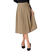 Allegra K Women's High Waist Fall 2025 Work Office A-Line Pleated Midi Skirt