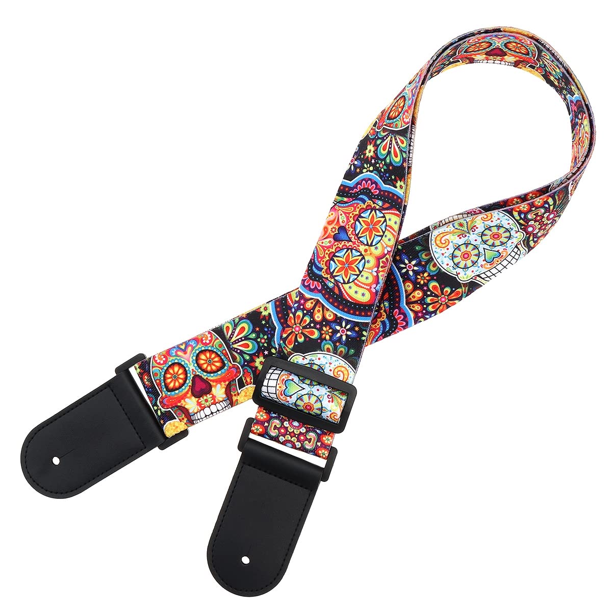 MuzcYM Adjustable Guitar Strap Guitar Shoulder Strap, Soft Strap with PU Leather Ends for Acoustic, Electric, Bass Guitars