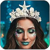 Unicra Mermaid Crown Starfish Tiara Silver Seashell Headband Beach Wedding Hair Accessories for Women