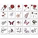Temporary Tattoos for Girls, 20pcs Stickers Tattoos Flower Tattoos Fake Tattoos Rose, Animals, Flowers and Butterfly, Easy to Apply and Long Lasting for Women Men Girls and Boys