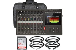 TEDS ELECTRONICS Zoom R20 Portable Multitrack Recorder + 2x XLR Microphone Cable Male to Female 6 Ft + Accessory Kit