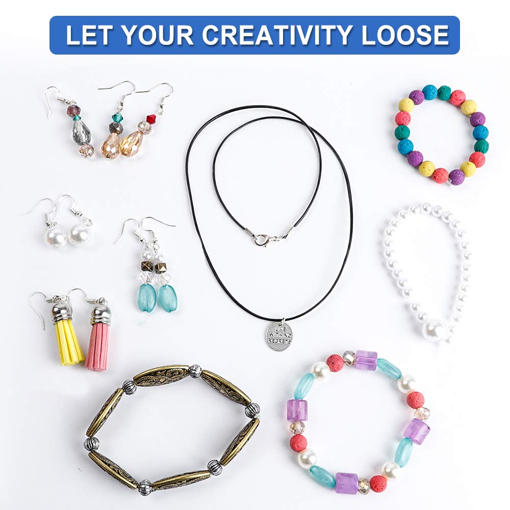 Jewelry Making Kit, 1960 pcs, Supplies Includes Beads, Instructions, Findings, Wire for Bracelet, Necklace, Earrings Making Kit for Adults by Inscraft