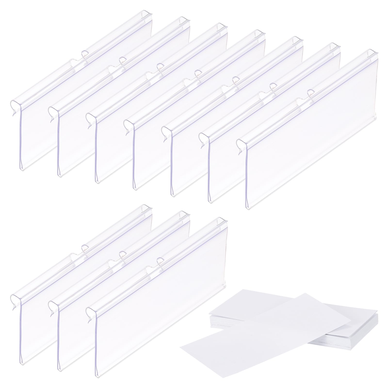 PATIKIL 50 Pcs Wire Shelf Label Holder, Plastic Storage Bins Clip Merchandise Sign Display Holder Label Holders for Market, Retail Shop, and Pantry(1.65x3.54 inch)
