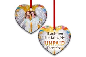 64HYDRO 2023 Christmas Ornaments, Christmas Tree Decorations - Angel Bestie Thank You for Being My Unpaid Therapist NQAY2005001Y Heart Ornament - Heart Ceramic Ornament - Best Gifts for Christmas (Pack 1)