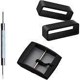 Hijiawee Replacement Plastic Buckle and Silicone Loops for Swatch, Band Holder Keeper and Clasp for Swatch Watch Strap