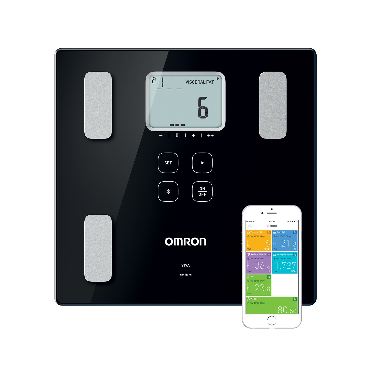 OMRON VIVA Bluetooth Smart Scale and Body Composition Monitor With Body
