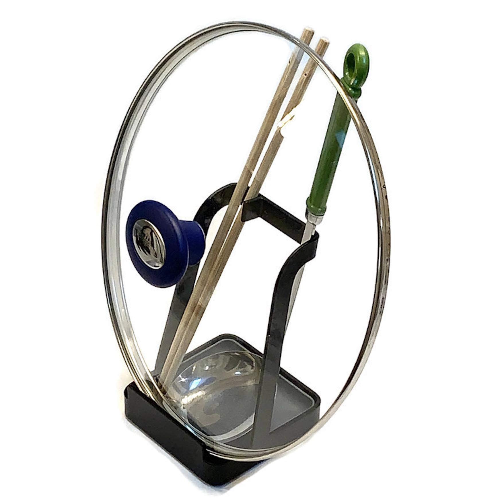 WillourGarbry Premium Pot Lid Stand Vertical Utensil Rest Holder Heavy Duty Rack Includes Silicone Funnel