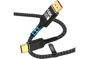 Displayport to USB C Bidirectional USB C to DisplayPort 2.1 Cable Support 16K@60Hz 8K@120Hz Resolution Braided Thunderbolt 5 