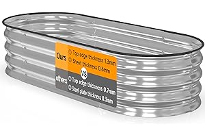 GTSABWAY Galvanized Raised Garden Bed Outdoor,0.6mm Thickness//4×2×0.9 ft Oval Garden Bed for Gardening,Vegetables,Flowers//Sturdy Metal Planter Box,Durable and Easy to Install(Silver)