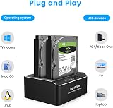 RSHTECH Dual Bay HDD Docking Station SATA SSD Clone USB 3.0 16TB Tool-Free view 5